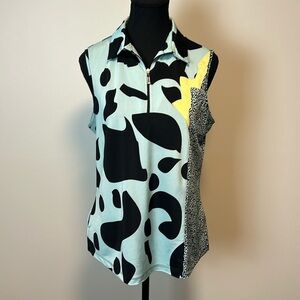 Jamie Sadock Animal Print Sleeveless Tank Activewear Top Sz M